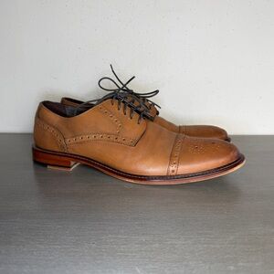 Joseph Abboud Mens Brown Italian Leather Brogue Oxford Dress Shoes Size 9.5 4HFU